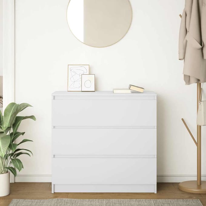 vidaXL - Dressoir - 80x35x76 - cm - spaanplaat - wit