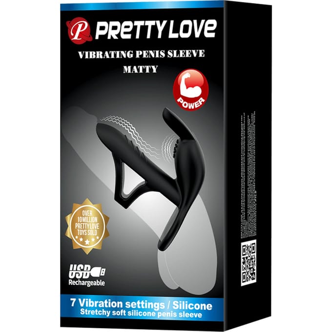 Pretty Love - Matty - Vibrerende Penis Sleeve - Zwart