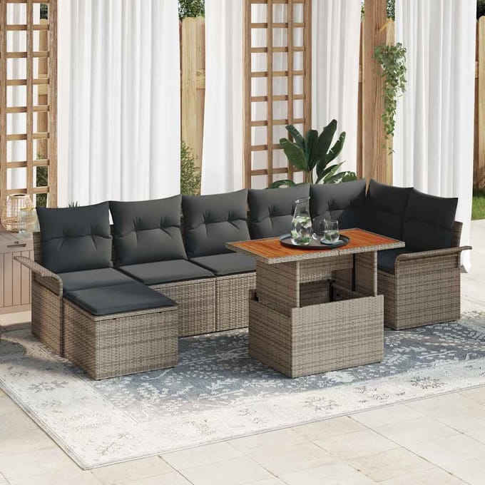 vidaXL - Tuinbank - Set - 8 - st - Grijs - poly - rattan