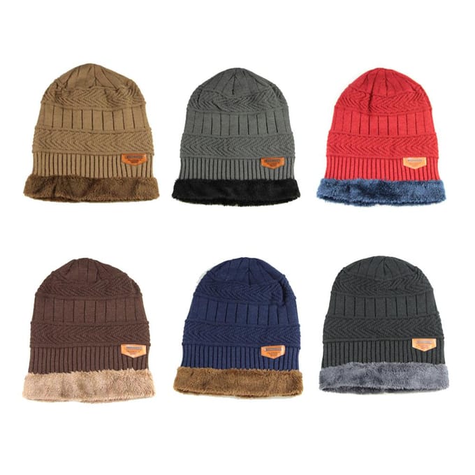 Heren Winter Warme gebreide muts Zachte warme gebreide muts Wine red red
