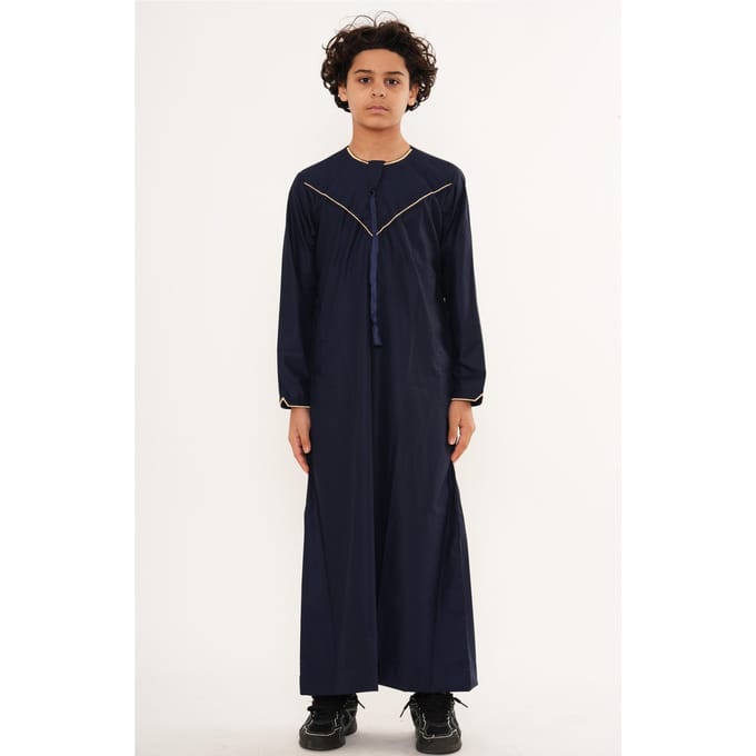 Kinderen Jongens Ramadan Marineblauw Marokkaanse Jubba Robe Djellaba Eid Thobe - K-TT-006