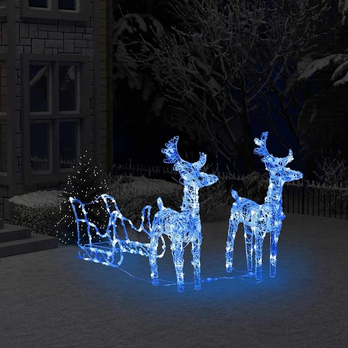 vidaXL - Kerstversiering - rendieren - en - slee - 160 - LED's - 130 - cm - acryl
