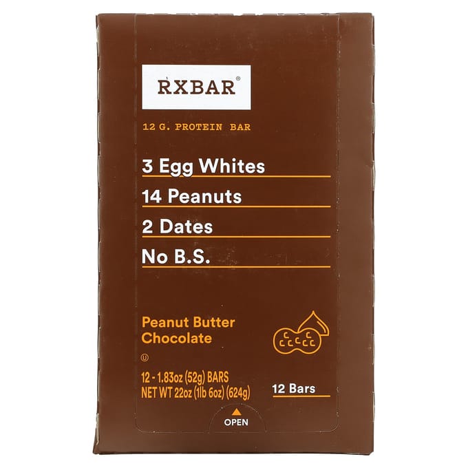 RXBAR, proteïnereep, pindakaas chocolade, 12 repen, 52g (1,83 oz) elk