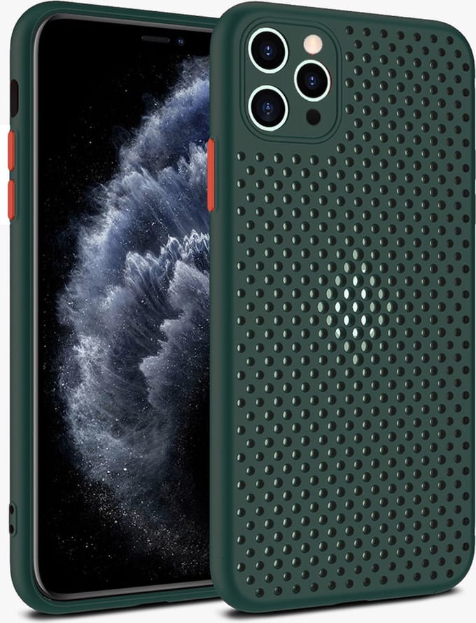 Smartphonica iPhone 11 Pro Max siliconen hoesje met gaatjes - Donkergroen geschikt voor iPhone 11 Pro Max