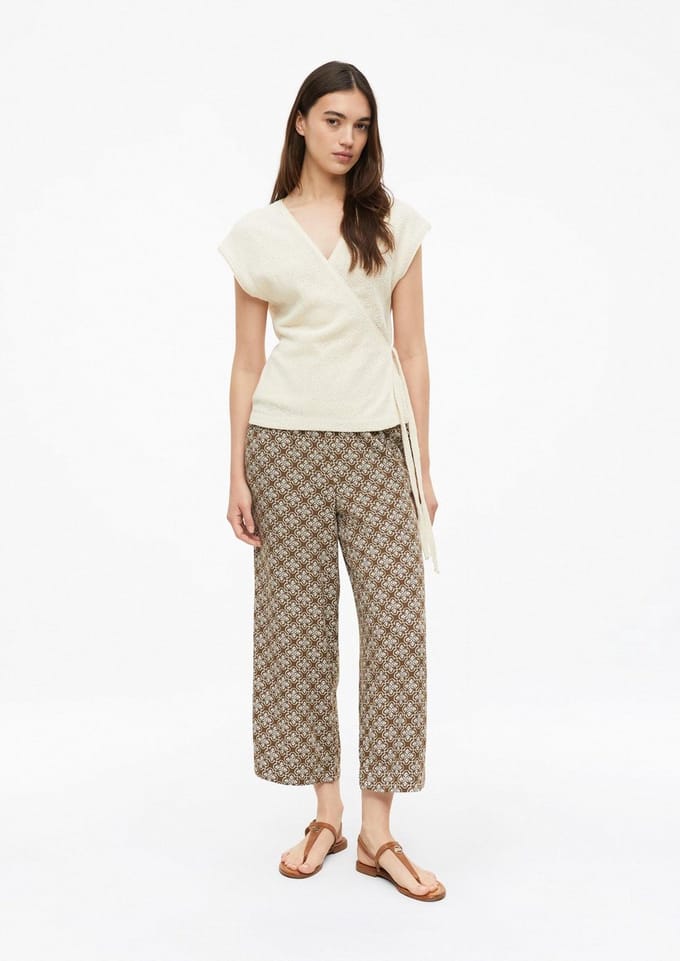 Hoog taille met patroon wijde broek met elastische taille voor dames s.Oliver