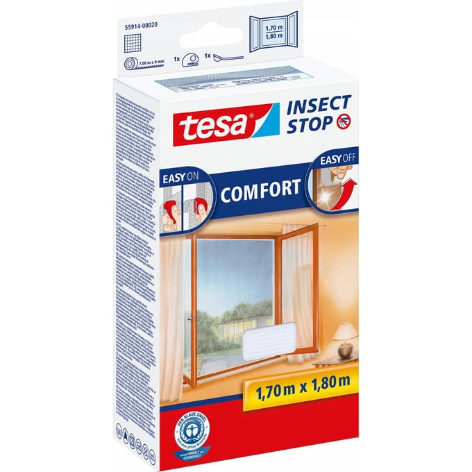 Tesa Comfort Serie - Witte Raamhor - 1,7 x 1,8m - Herbruikbaar - UV-bestendig