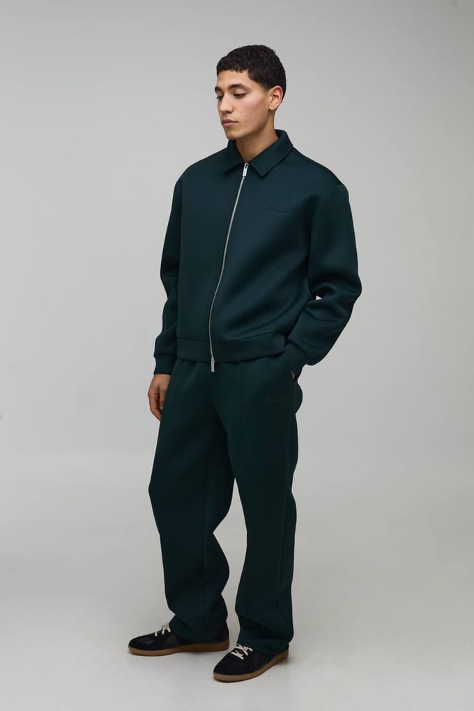 Regular Fit Scuba Harrington Jacket & Trouser Set | Forest | Size Medium