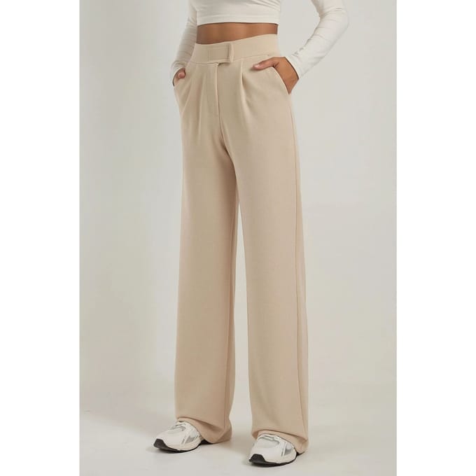 Hoge Taille Elastische Crepe Palazzo Broek