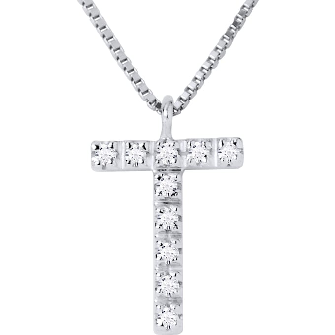 Collar ABC Diamonds 0,05 Cts LETTER "T" 18K wit
