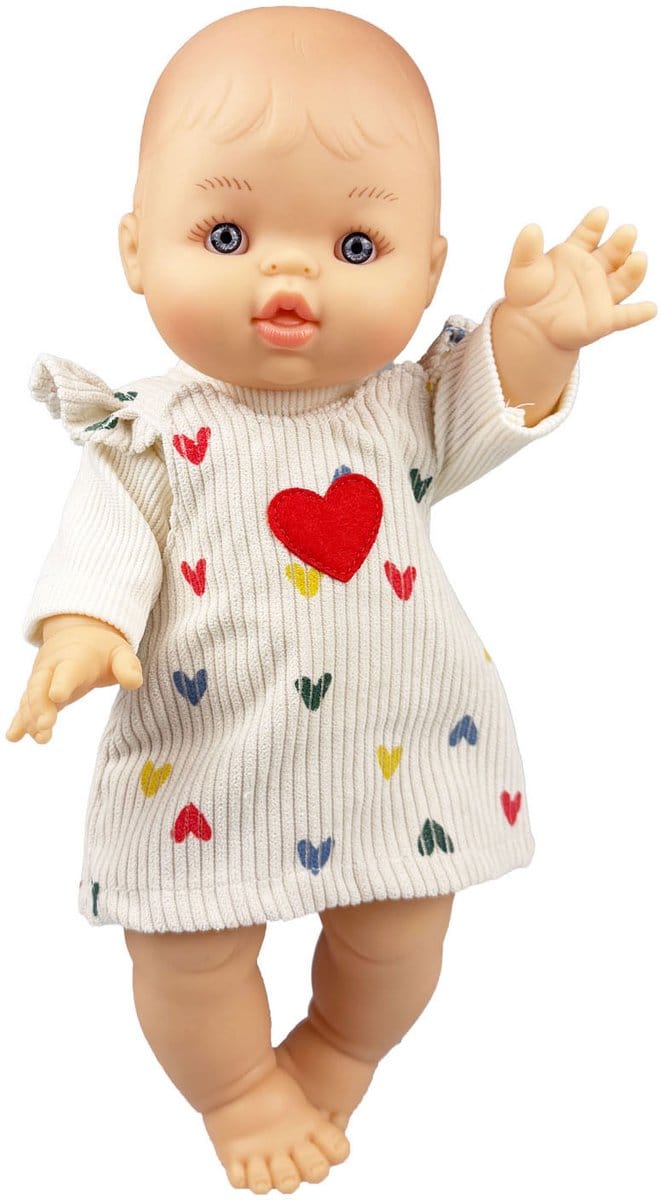 Meisjes Babypop met Corduroy Jurk - 34cm