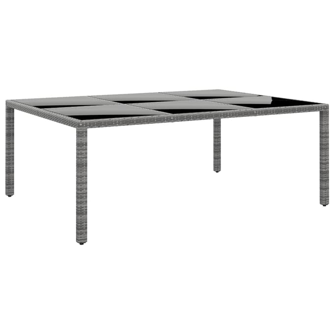 vidaXL - Tuintafel - 200x150x75 - cm - gehard - glas - en - poly - rattan - grijs