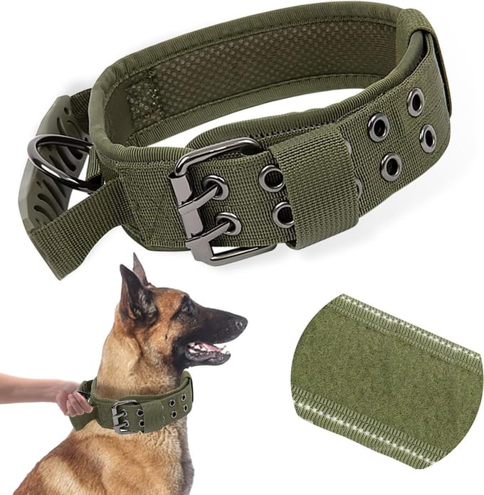 Verstelbare Reflecterende Hondenhalsband met Handgreep, Gewatteerd en Breed Ontwerp voor Middelgrote en Grote Honden
