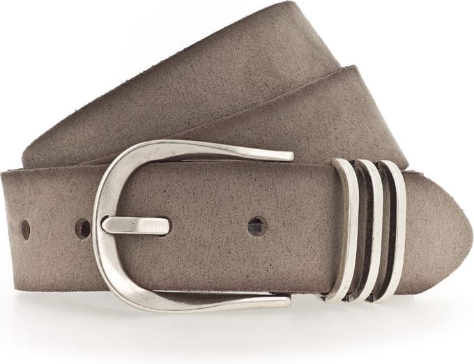Tamaris Leren Riem Classic Velours Belt W75 Taupe Grijs