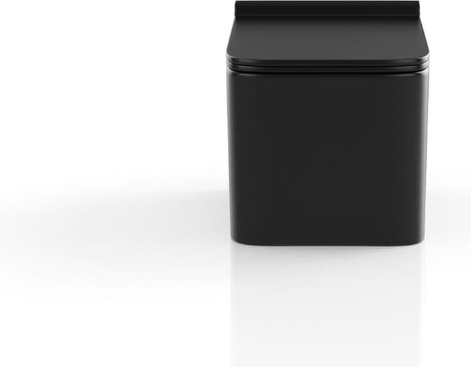Vente-unique Mat zwarte hang-wc in keramiek zonder rand - CLEMONA