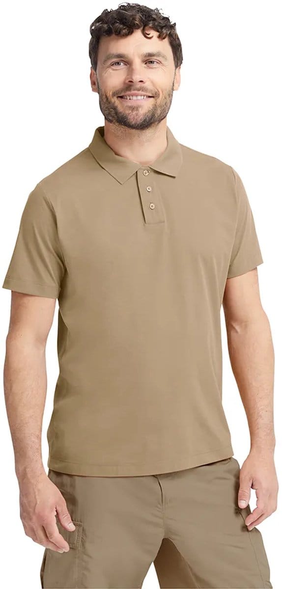 Jack Wolfskin Travel Korte Mouw Poloshirt Beige S Man