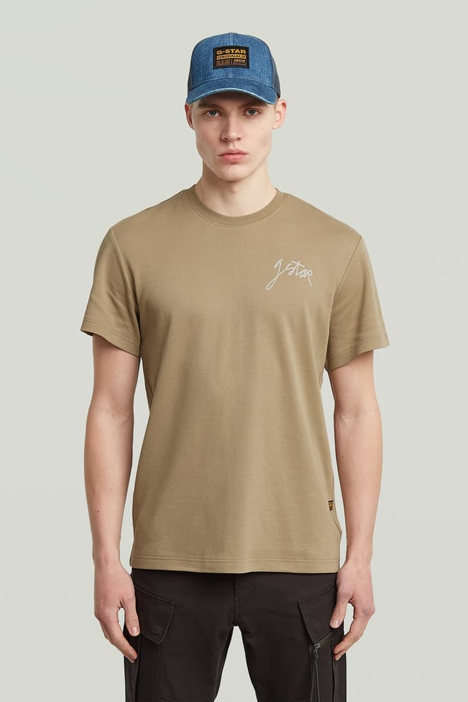 G-Star Script R T Beige/khaki Taglia: S | Magliette basic Outlet | Uomo | Marrone