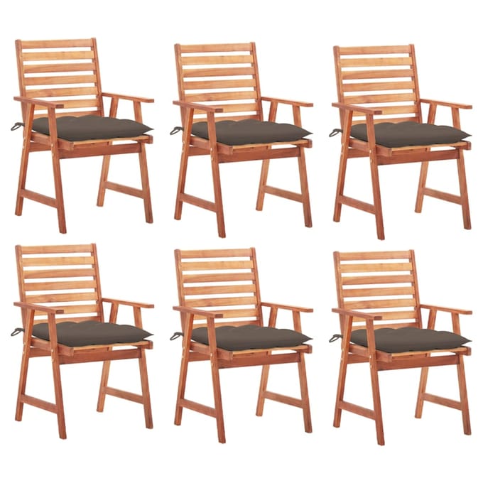vidaXL - Tuinstoelen - 6 - st - met - kussens - massief - acaciahout
