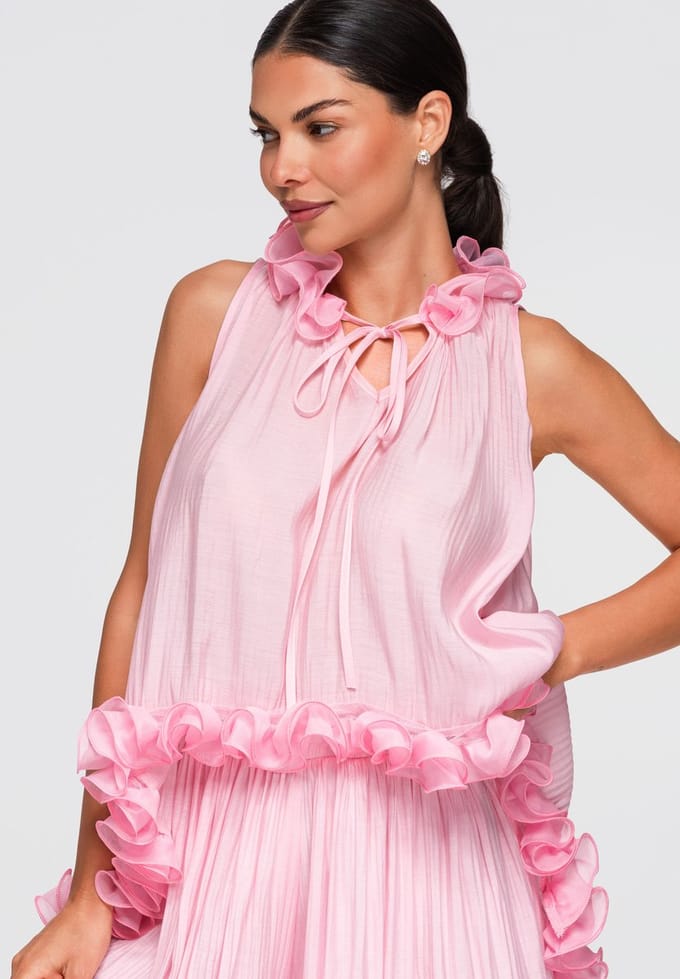 OMBRE Blouse - Regular Fit - Viscose - Mouwloos Roze S/M
