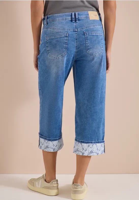 7/8 Wide Legs jeans met omgeslagen detail