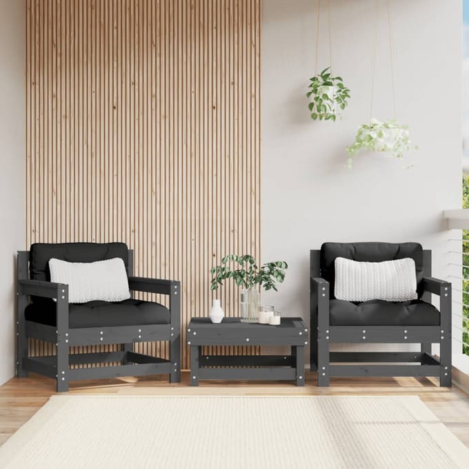 vidaXL - Tuinstoelen - 2 - st - massief - grenenhout - grijs
