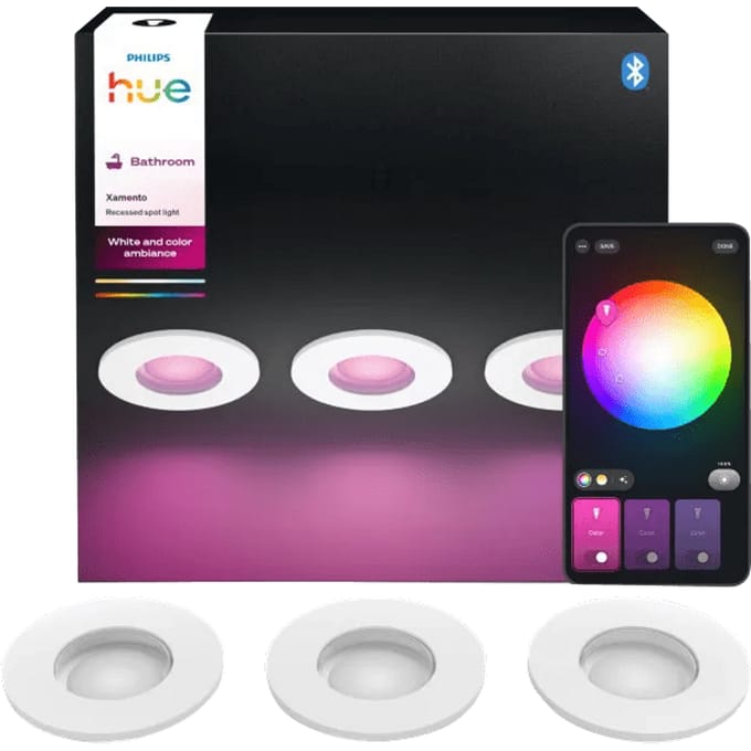 Philips Hue Xamento badkamerinbouwspot - wit en gekleurd licht - 3-pack - wit