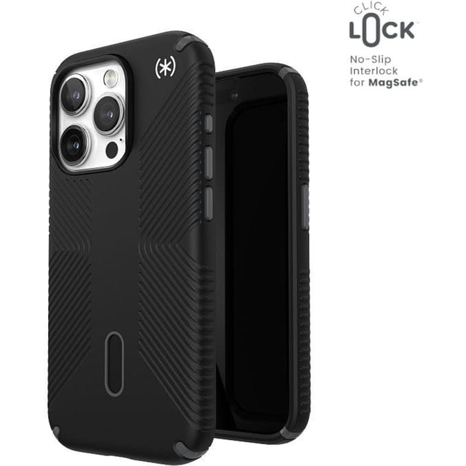 Speck Presidio2 Grip Clicklock & Magsafe - Hoesje Iphone 15 Pro (Zwart / Leisteengrijs / Wit)