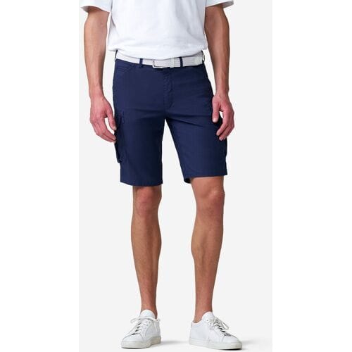 Meyer Bermuda Orlando Cargo Solid Color Organic Cotton Subtle Stretch Marine Blauw / male