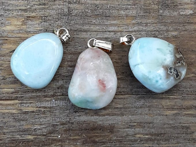 Edelsteen Larimar hanger - zilver