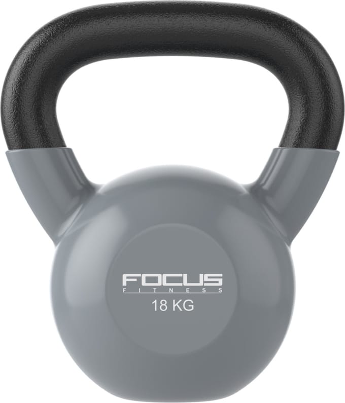 Focus Fitness - Kettlebell - Vinyl - 18 kg - Grijs