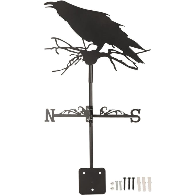Girouette Ornement de Corbeau Girouette Coq en Métal Fer Girouette pour Jardin Extérieur black