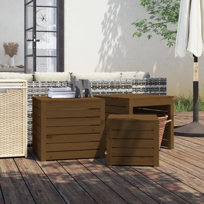 vidaXL - 3-delige - Tuinboxset - massief - grenenhout - honingbruin
