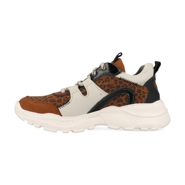 Braqeez 421792-513 Meisjes Lage Sneakers - Bruin/Print - Leer - Veters