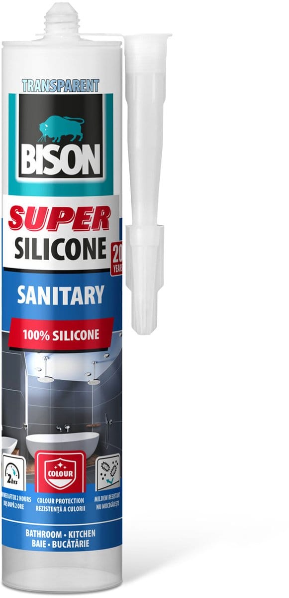 BISON Super Sanitair Siliconenkit – Transparante en schimmelwerende afdichting voor natte ruimtes