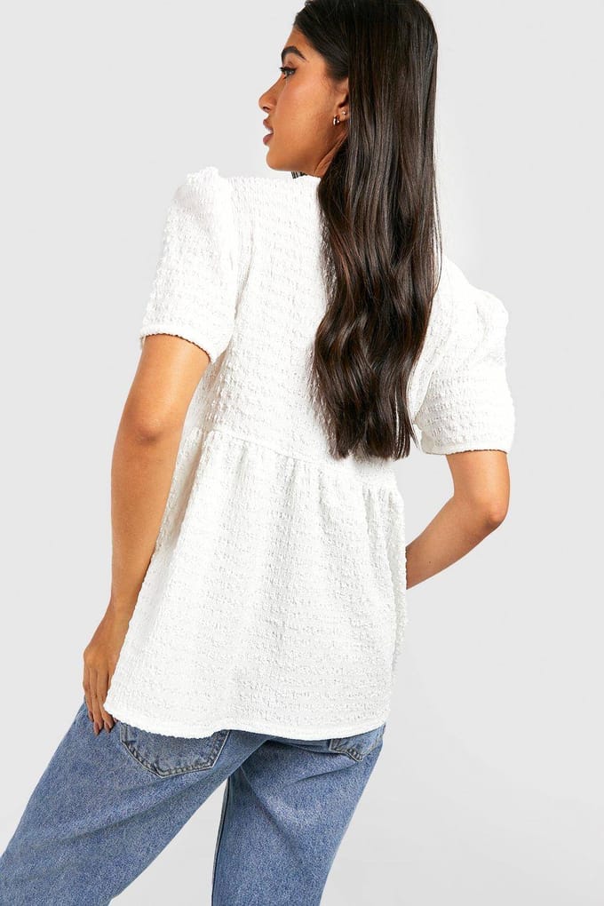 boohoo Dames Maternity Textured Smock Top | Wit | Maat: 44
