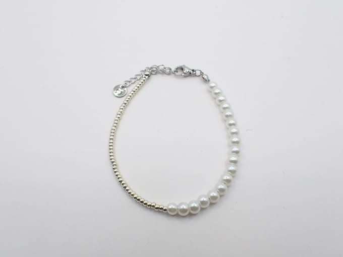 Colure® armband glasparels 6mm white zilver Miyuki combinatie