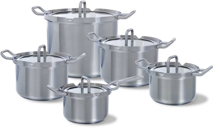 BK Q-linair Master Glas 5-delige pannenset- Veilig afgietsysteem - RVS - PFAS-vrij