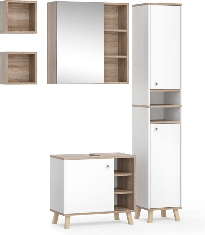 Vicco Badkamermeubel set Senyo, Wit, 5-delig