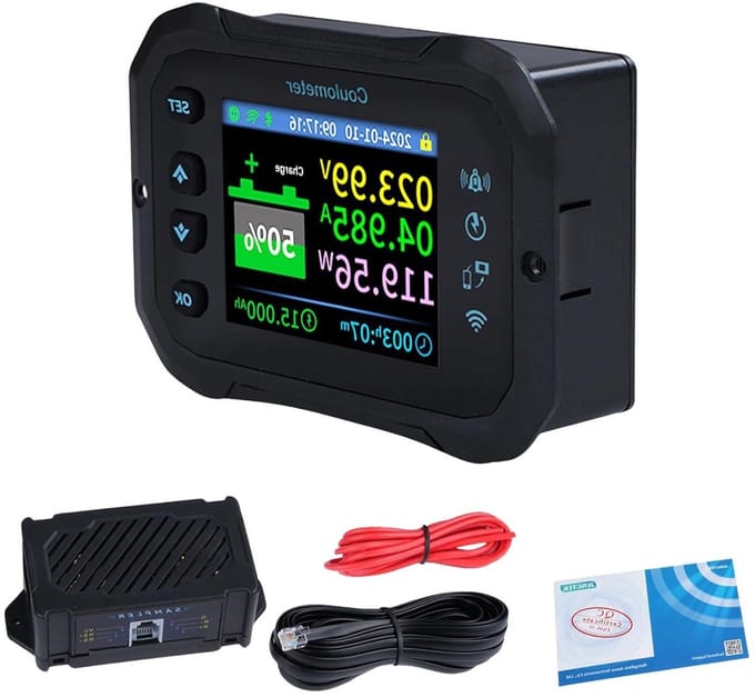 Batterijmonitor - Voltmeter App - Batterij Bewaken - WiFi Afstandsbediening - 10-100V 100A - Zwart