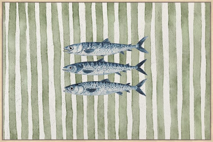 Schilderij Fish and Stripes 90x70cm
