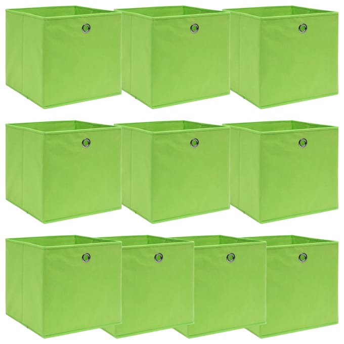 vidaXL - Opbergboxen - 10 - st - 32x32x32 - cm - stof - groen