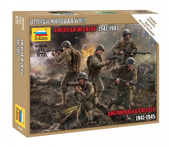 Zvezda Modelbouwpakket Militaire voertuigen - 6278 American infantry 1941-1945 - Figures Plastic - 1:72 - Modelbouw