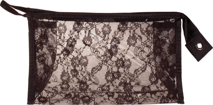 Toilettas - Transparant & Zwart Kant - Ritssluiting - 15x25x8cm