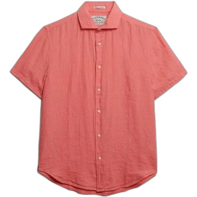 Superdry Riviera Linen Overhemd Met Korte Mouwen Roze L Man