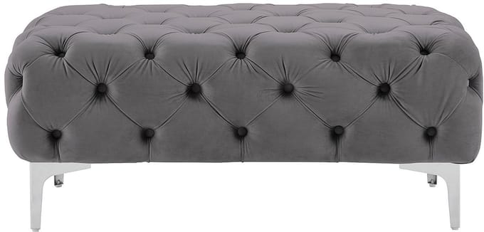 Vente-unique Chesterfield-poef van antracietgrijs velours EDWINA