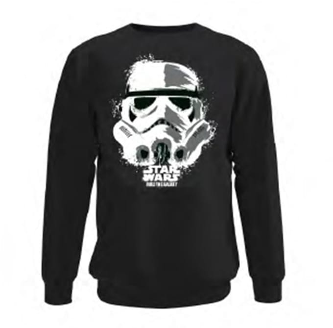 Star Wars - Stormtrooper Hoofd Zwart Heren Sweat met Ronde Kraag - S