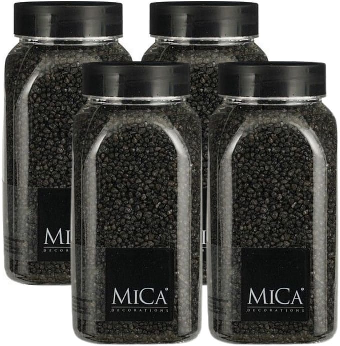 Mica Decorations decoratie stenen/granulaat - 4x - 650ml - antraciet - hobby steentjes