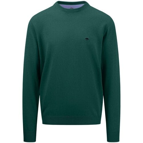 Fynch-Hatton Trui Uni Color O-Neck Superfine Cotton Dark Emerald / male