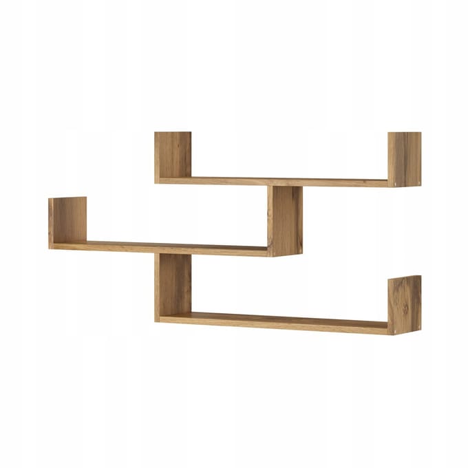 KING-MEBLE Trio 003 - Wandplank - 119 cm breed - Wotan Eiken - 3 Niveaus - Modern Design