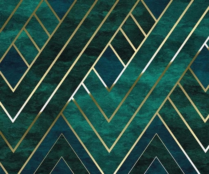 Fotobehang Art Deco - Groen - 2,50m X 100cm