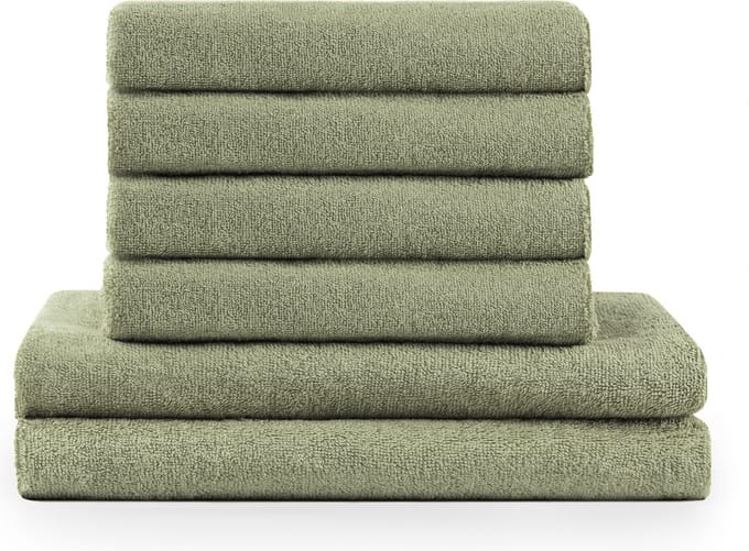 Blumtal Terry Handdoeken Set - 2 x Baddoek & 4 x Handdoek: Pastel Groen